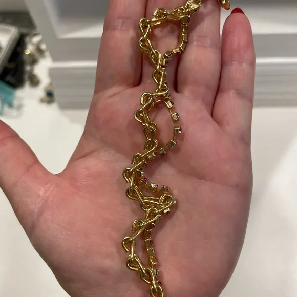 Faux Diamond And Tourmaline Gold Bracelet Costume jewelry. - Picture 6 of 9